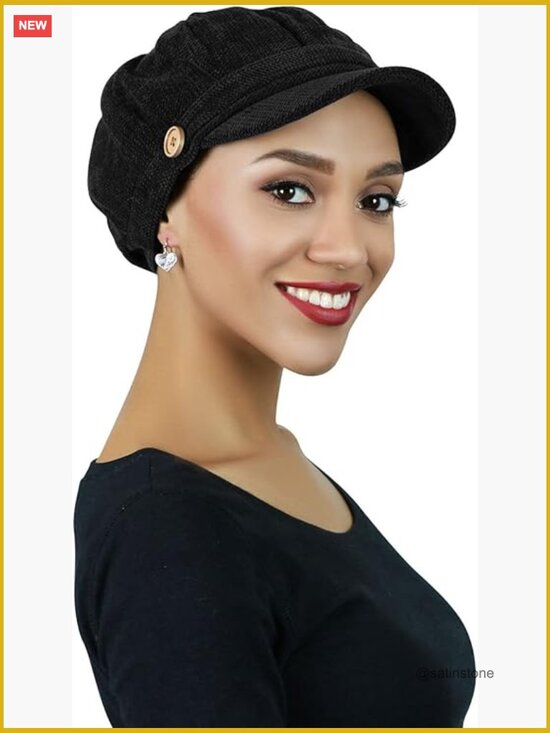 Chenille Newsboy Cap for Women Chemo Hat Head Covering Tweed Corduroy main image 5